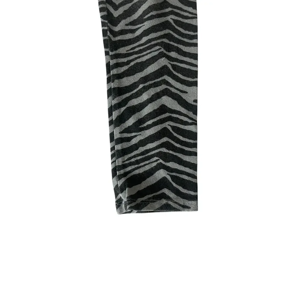 Faded Glory Girls Black Gray Zebra Animal Print Leggings Youth Size Medium 7-8